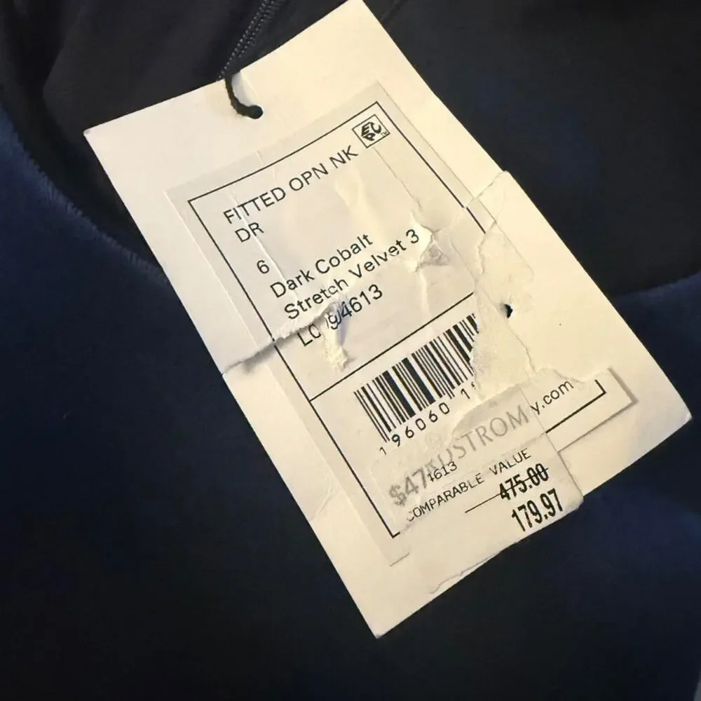 NWT Theory Navy blue velvet mini dress with long sleeves (size 6) 234